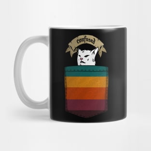 Confused Cat Meme Funny Pocket Mug